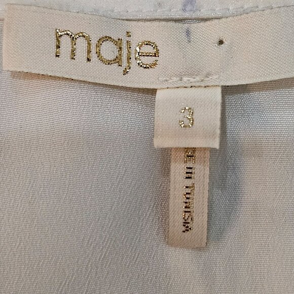 Maje Lace Top Luna Long Sleeve Size 3 Medium Ecru Lace Feminine Designer - Picture 6 of 13